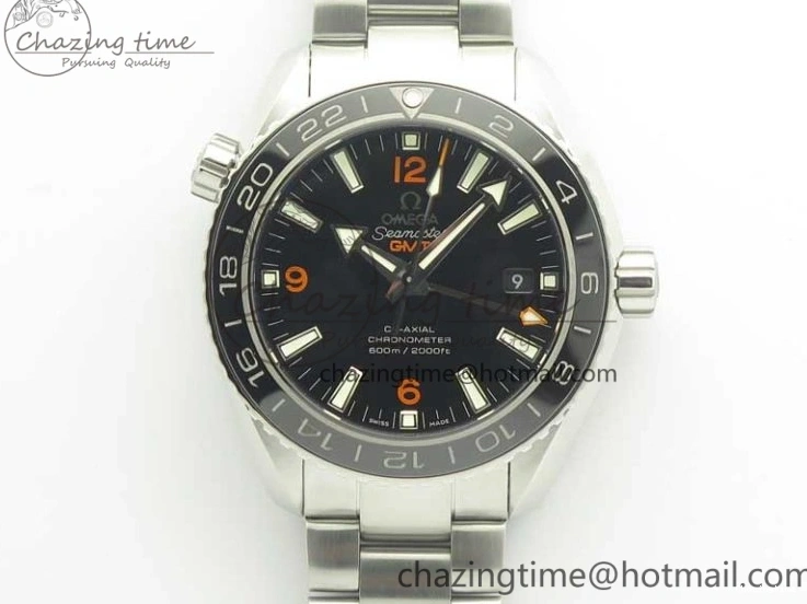 0304 Planet Ocean 600M Co-Axial GMT 43.5mm VSF 1:1 Best Edition Black Dial Orange Markers on SS Bracelet A8605 Super Clone Elegant 8024